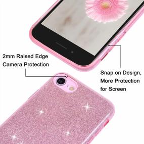 img 3 attached to Блестящий чехол для IPhone SE 2022/2020, 8, 7 - 2 упаковки, милый блестящий блестящий защитный чехол для женщин и девочек, тонкие чехлы для телефонов, розовый, фиолетовый