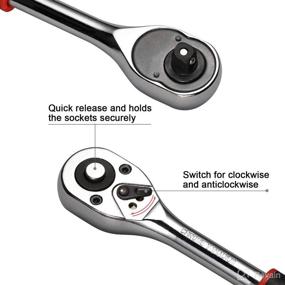 img 1 attached to 🔧 Egofine 12-Piece 1/2 Inch Ratchet Socket Wrench Set with 2 Way Quick Release Ratchet Handle, Extension Bar, and 10 Sockets 10mm-15mm, 17mm, 19mm, 22mm, 24mm