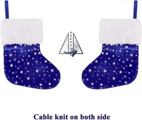 img 2 attached to LimBridge Christmas Mini Stockings, 24 Pack 7 Inches Glitter Golden Star Print With Plush Cuff, Classic Stocking Decorations For Whole Family, Blue And Silver