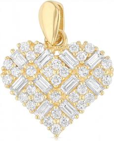 img 4 attached to Cross Hatch CZ Heart Charm Pendant In 14K Yellow Or White Gold, Perfect For Necklaces And Chains