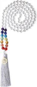 img 4 attached to Улучшите свое духовное путешествие с помощью завязанного вручную кисточкой COAI'S 108 бусин Камень Мала Ожерелье