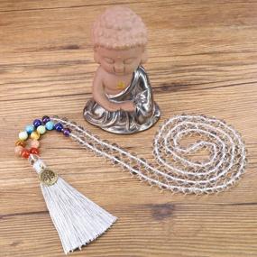 img 1 attached to Улучшите свое духовное путешествие с помощью завязанного вручную кисточкой COAI'S 108 бусин Камень Мала Ожерелье