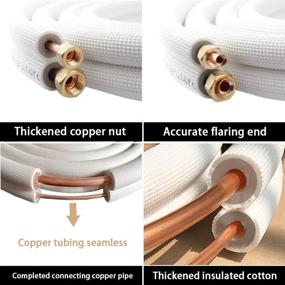 img 1 attached to Insulated Coil Line Set HVAC With Fittings - Wostore 25 Ft. Copper Pipes 1/4&3/8 Inch 3/8" PE For Mini Split Air Conditioner