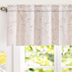 img 4 attached to Stylish Harper Ink Floral Valance Curtain For Living, Bedroom, Or Dining Room - Rod Pocket, 50 X 18 Inches With Watercolor Beige Design