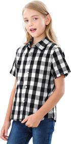 img 2 attached to Toddler Little Sleeve Button Checkered Girls' Clothing ~ Tops, Tees & Blouses