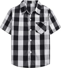 img 4 attached to Toddler Little Sleeve Button Checkered Girls' Clothing ~ Tops, Tees & Blouses