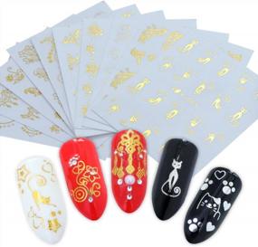 img 4 attached to 30-Sheet Gold/Silver Nail Art Decals: Butterfly, Lace Flower, Dream Catcher & Feather Designs!