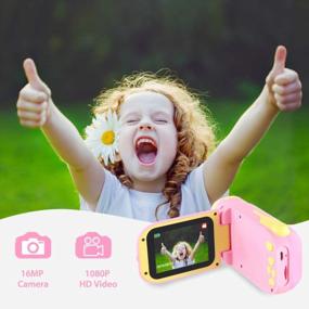 img 4 attached to OMWay Kids Camera For Girls 8MP HD Video Outdoor Toys, 5-8 Year Old Toddlers Children (32GB SD Card Included), Easter Gifts