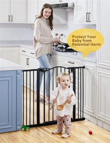 img 3 attached to 🚧 InnoTruth Wide Baby Gate for Dogs - Auto Close Pet Gate 29” to 39.6” Width, 30” Height - Tall Safety Coverage for Stairs, Hallways, Bedrooms - Wall Pressure Mount, Black