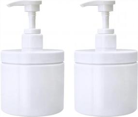 img 4 attached to Refillable Pump Bottles Set Of 2 - Cosywell Wide Mouth Plastic Dispensers For Bathroom And Shower - BPA Free, Ideal For Lotion, Shampoo, Conditioner - 500Ml (White)