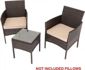 img 2 attached to Do4U 3 Pieces Outdoor Patio Furniture Set PE Rattan Wicker Armchairs With Table Garden Balcony Poolside (Brown)