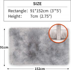 img 3 attached to Soft And Luxurious ROSMARUS Faux Fur Area Rug 3'X5' Plush Throw Rug Runner With Suede Backing - Perfect For Bedroom, Living Room Or Bedside - Grey Rectangle Shag Carpet Furry Rugs