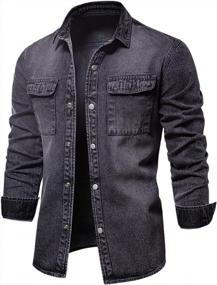 img 3 attached to Chouyatou Men'S Distressed Denim Work Shirt: Casual Western Style With Long Sleeves And Button-Up Front