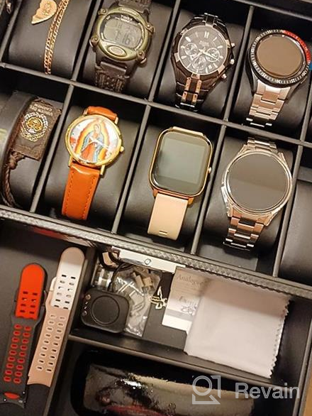 img 1 attached to Keep Your Watches Safe And Organized With BEWISHOME'S 10-Slot Watch Box - Black PU Leather, Real Glass Top, And Valet Drawer Included! review by Ryan Garrison