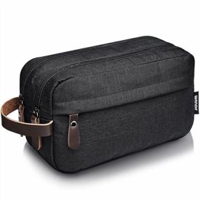 img 4 attached to Compact And Stylish: WANDF Small Nylon Toiletry Bag For Men, Women, And Kids In Sleek Black