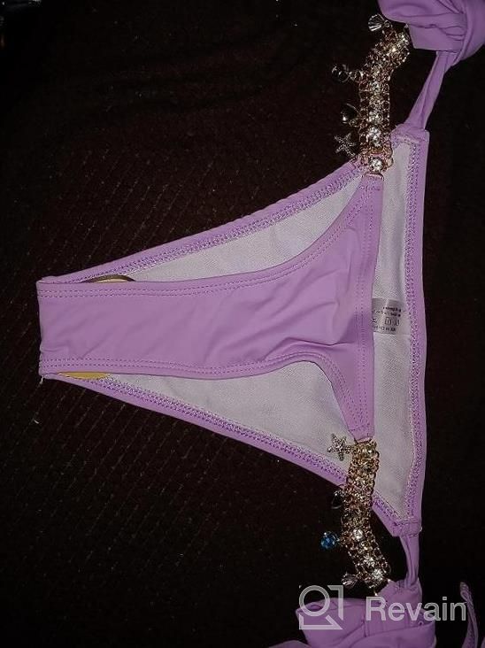 img 1 attached to Crystal Side Bottom Triangle Bikini Halter Swimsuits For Women - BIKINX'S Sexy Thong Bikini review by April Simpson