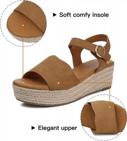img 2 attached to TEMOFON Platform Espadrilles Sandals For Women Casual Summer Open Toe Ankle Strap Wedge Shoe Sandals
