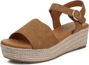 img 4 attached to TEMOFON Platform Espadrilles Sandals For Women Casual Summer Open Toe Ankle Strap Wedge Shoe Sandals
