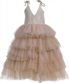 img 4 attached to Maxi Tulle Party Dress For Girls - Strap Lace Tiered Flower Girl Dresses