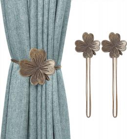 img 4 attached to Add Vintage Charm To Your Curtains With Lewondr Magnetic Flower Curtain Tie - Bronze