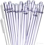 🥤 18 pcs clear reusable plastic drinking straws, 9 inch - replacement straws for mason jar, yeti, signature, starbucks, tumblers - includes cleaning brush logo