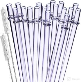 img 4 attached to 🥤 18 PCS Clear Reusable Plastic Drinking Straws, 9 inch - Replacement Straws for Mason Jar, Yeti, Signature, Starbucks, Tumblers - Includes Cleaning Brush