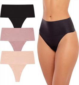 img 4 attached to Rene Rofe 3 Pack High Waisted Seamless Shaping Thongs With Tummy Control And No-Show Design