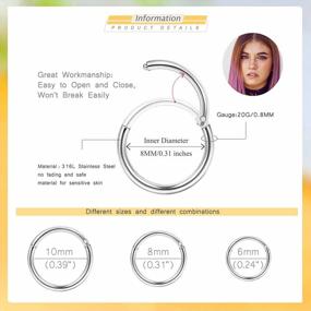 img 2 attached to YADOCA 20G 316L Stainless Steel CZ Nose Studs Ring Set (35 Pcs) - L-Shaped Piercing Hoop Ball Body Jewelry For Women Men In 1.5Mm, 2Mm, 2.5Mm & 3Mm Sizes