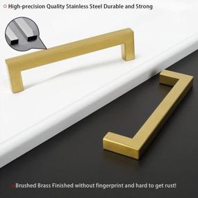 img 1 attached to Homdiy 6-1/4 Inch Cabinet Handles Brushed Brass Kitchen Cabinet Pulls 30 Pack - Gold Cabinet Pulls Square Cabinet Hardware For Cabinet, Cupboard, 6-1/4'' Hole Centers