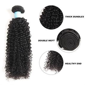 img 2 attached to BLY 7A Mongolian Afro Kinky Curly Human Hair 3 Bundles Unprocessed Hair Weave Weft Big Hair For African American Women Natural Color (12/14/16 Inch, Kinky Curly Black)