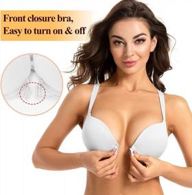 img 3 attached to YANDW Seamless Underwire Push-Up Bra With Strappy Thick Padding, Front Closure, Cross-Back Design And 2 Cup Size Increase