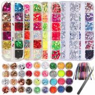 nail art rhinestone set: butterfly chunky sequins, glitter crystals, flatback gems, foil, and more - perfect for diy manicures and makeup looks logo