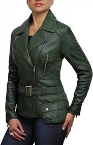 img 1 attached to Women'S Genuine Goat Skin Leather Biker Jacket By Brandslock - A Classic Style