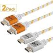 2-pack of 10-foot ultra hdmi cables, 2.0v with 3d support, ethernet, 4k and 1080p resolution - available in golden and silver colors by shd logo