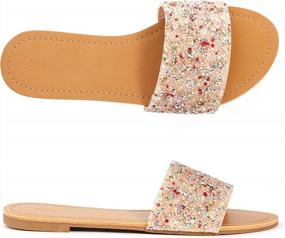 img 3 attached to Glitter Bling Flat Sandals For Women - Casual Slip-On Sparkle Slides With Open Toe
