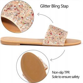 img 2 attached to Glitter Bling Flat Sandals For Women - Casual Slip-On Sparkle Slides With Open Toe