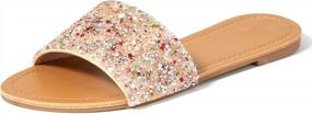 img 4 attached to Glitter Bling Flat Sandals For Women - Casual Slip-On Sparkle Slides With Open Toe