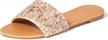 glitter bling flat sandals for women - casual slip-on sparkle slides with open toe logo