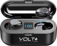 🎧 volt plus tech v5.3 bluetooth earbuds: samsung galaxy s22/s21 fe 5g compatible, led display, 8d bass, ipx7 waterproof with 2000 charging case логотип