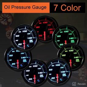 img 2 attached to ⛽️ 52mm 2-1/16" LED Backlight Black Oil Pressure Meter with Oil Pressure Sensor - 7 Color Oil Press Gauge 0-140 PSI Oil Pressure Gauge Meter