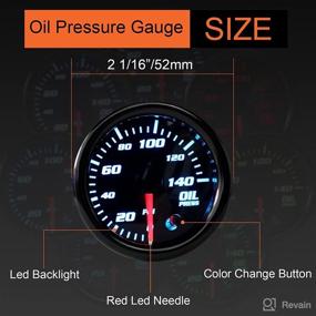 img 1 attached to ⛽️ 52mm 2-1/16" LED Backlight Black Oil Pressure Meter with Oil Pressure Sensor - 7 Color Oil Press Gauge 0-140 PSI Oil Pressure Gauge Meter