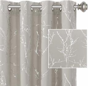 img 4 attached to H.VERSAILTEX Blackout Curtains For Bedroom Foil Print Twig Tree Branch Thermal Insulated Grommet Curtain Drapes Light Blocking Thick Soft Window Curtains For Living 52 X 63 Inch Stone 2 Panels