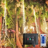 300 led solar firefly bunch lights with remote control, 8 flashing modes, fairy waterproof 🌟 string lights decorative vine solar watering can lights, outdoor garden christmas decor lights - warm white logo