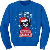 🎅 santa claws ugly christmas sweater kids sweatshirt with purry cat design - long sleeve t-shirt for holiday fun! logo