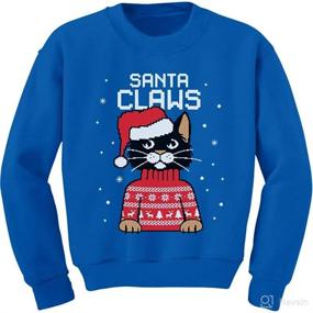 img 4 attached to 🎅 Santa Claws Ugly Christmas Sweater Kids Sweatshirt with Purry Cat Design - Long Sleeve T-Shirt for Holiday Fun!