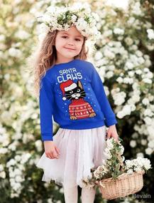 img 1 attached to 🎅 Santa Claws Ugly Christmas Sweater Kids Sweatshirt with Purry Cat Design - Long Sleeve T-Shirt for Holiday Fun!