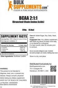 img 3 attached to Unflavored BCAA 2:1:1 Powder - 6000Mg Branched Chain Amino Acids For Muscle Recovery, Gluten Free, 42 Servings (250 Grams/8.8 Oz) By BulkSupplements.Com