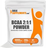 unflavored bcaa 2:1:1 powder - 6000mg branched chain amino acids for muscle recovery, gluten free, 42 servings (250 grams/8.8 oz) by bulksupplements.com logo