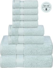 img 3 attached to GLAMBURG 700 GSM Premium 8-Piece Towel Set - Contains 2 Bath Towels 30X54, 2 Hand Towels 16X28, 4 Wash Cloths 13X13 - Luxury Hotel & Spa Quality - Durable Ultra Soft Highly Absorbent - Sea Green