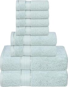 img 4 attached to GLAMBURG 700 GSM Premium 8-Piece Towel Set - Contains 2 Bath Towels 30X54, 2 Hand Towels 16X28, 4 Wash Cloths 13X13 - Luxury Hotel & Spa Quality - Durable Ultra Soft Highly Absorbent - Sea Green